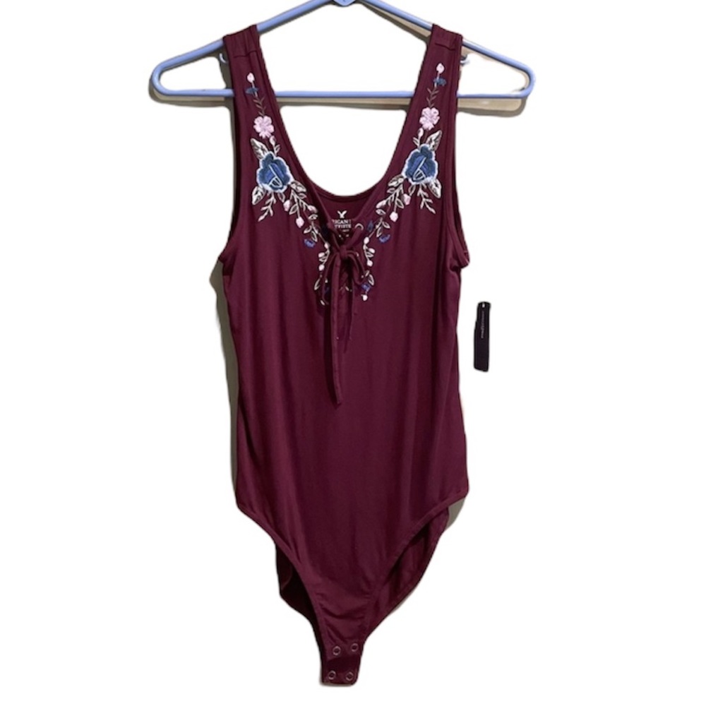 NWT AMERICAN EAGLE MAROON ONE PIECE BODY SUIT Sz MEDIUM - Picture 1 of 7